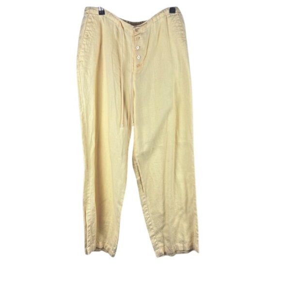 Vintage Chadwicks 100% Linen Pants Sz 12 | Real Comfort Lemon Coastal Grandma - Picture 1 of 12